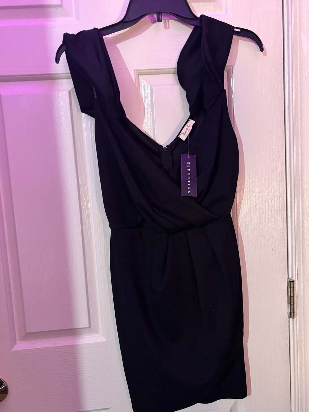 Sarah La USA Seduction Black Ruched Front Sleeveless Mini Dress XS